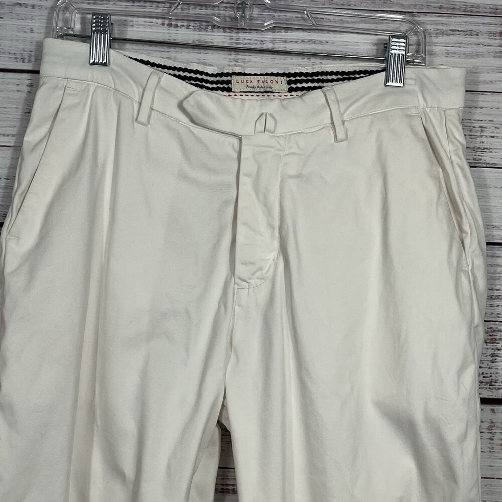 Luca Faloni White Summer Chinos Slim Cotton Trouser Made in Italy Men 30x28 READ